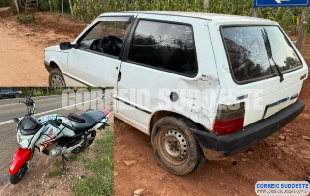 Colisão-entre-carro-e-moto-mobiliza-socorro-na-MGC-491-em-Guaxupé